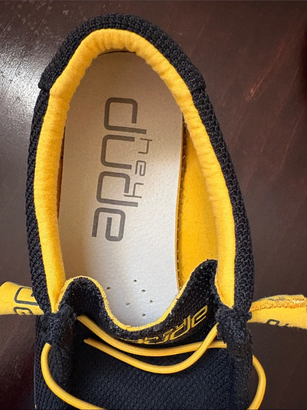 Hey Dude Men's Wally Black and Yellow Slip-On Loafers - Size 8